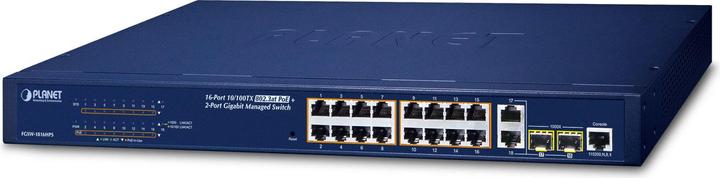 Planet 16 porte 10/100TX 802.3at PoE + 2 porte Gigabit TP/SFP (16 Porti)