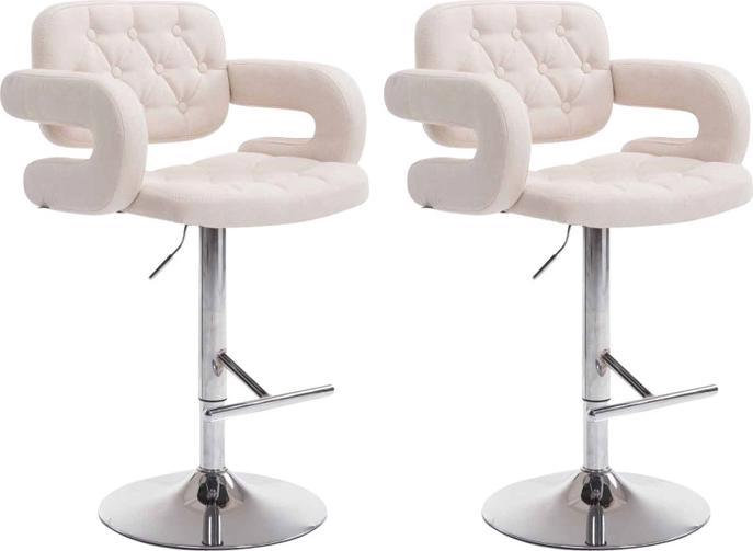 Swisshandel24 Set of 2 Bar Stools Dublin Fabric, Beige