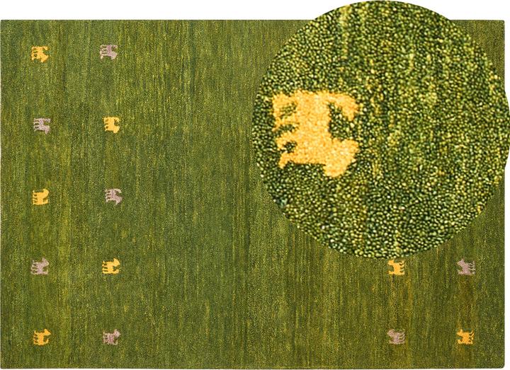 Actual product image Beliani Carpet wool green 160 x 230 cm animal pattern high pile YULAFI (160 x 230 cm)