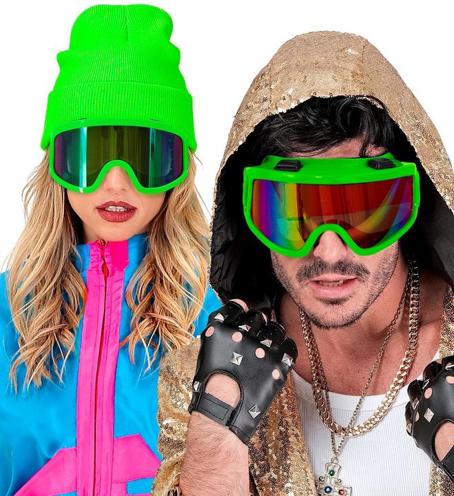 Actual product image Widmann Neon green 80s ski goggles