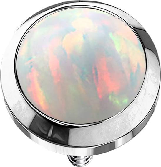 Produktbild Star Piercing Dermal Anchor silber mit Opal weiss (ohne Messing, Chirurgenstahl 316L)