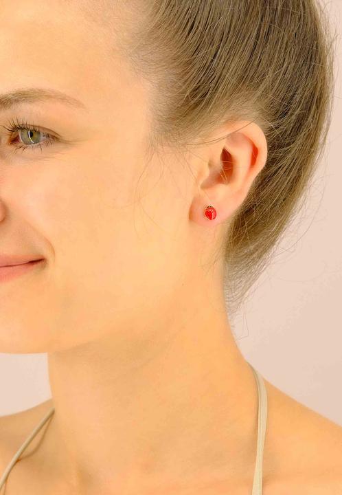 Produktbild Muau Stud earrings ladybird yellow gold 750 red/black 8mm (750/18K Gelbgold)