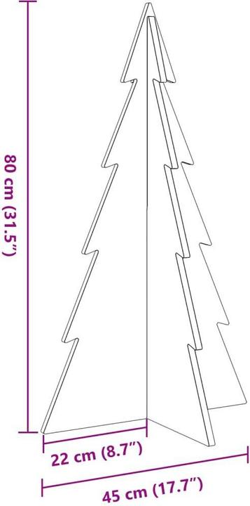 Produktbild VidaXL Weihnachtsbaum Holz Tannenbaum Deko Holzbaum 80cm Massivholz Kiefer