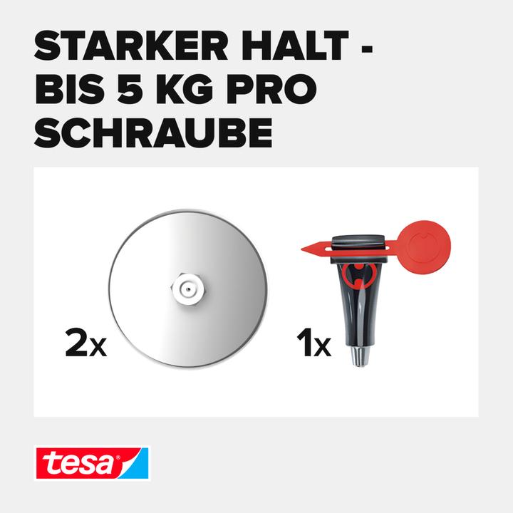Produktbild tesa Klebeschraube für Mauerwerk & Stein, rund, 5kg Halteleistung