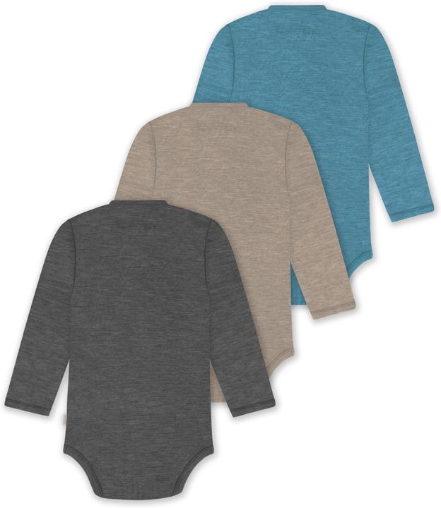 Actual product image Normani Set of 3 baby body wrap long sleeve toddler bodysuit made from merino wool - 9357 (62)