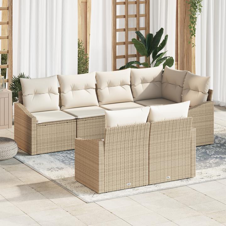 Image du produit VidaXL Ensemble de salon de jardin 7 pièces avec coussins Beige Poly Rattan