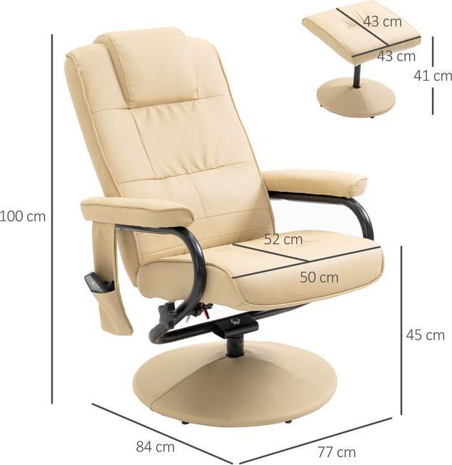 Image du produit Swisshandel24 Fauteuil de relaxation avec fonction de couchage Fauteuil de massage Fauteuil TV avec fonction de