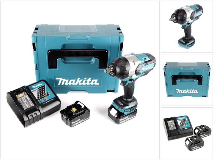 Productafbeelding Makita DTW 1002 RFJ Accu-slagmoersleutel 1/2" 18V 1000Nm Borstelloos + 2x Accu 3,0Ah + Lader + Mak (Oplaadbare batterij)