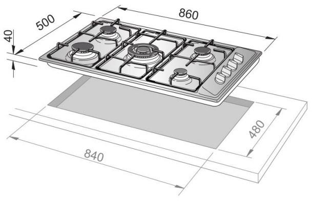 Image du produit De'Longhi De?Longhi SL 59 DD plaque de cuisson Sand Built-in 90 cm Gas 5 Cooker(s)