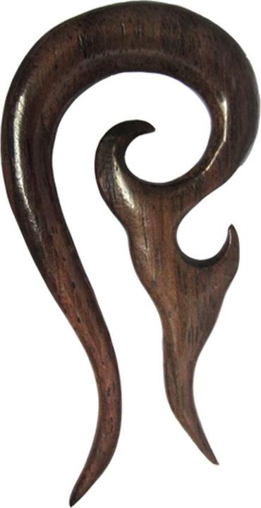 Actual product image Star Piercing Ear weight spiral flame made of sonowood (without brass, Organic)