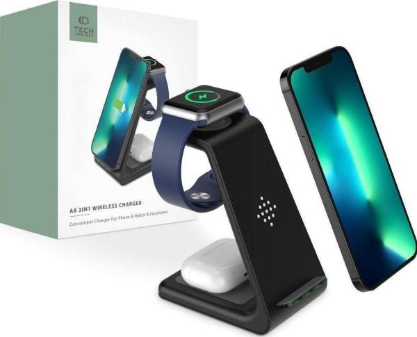 Actual product image Tech-Protect Cover wireless charger A8 3in1, black (10 W)