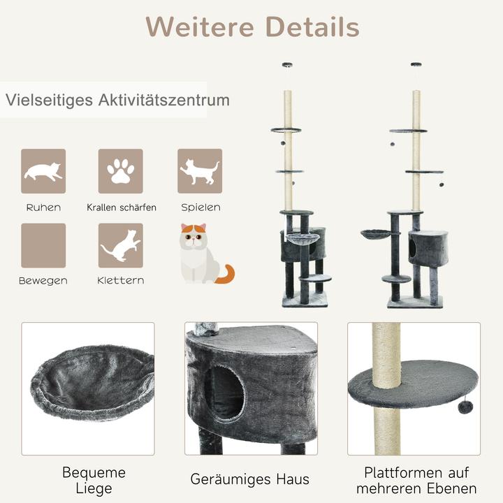 Actual product image PawHut Cat tree with cave (260 cm, Dark grey)