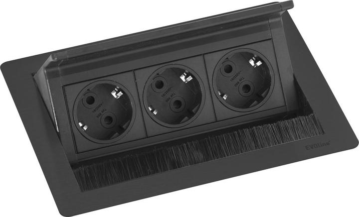 Produktbild Evoline Flip Top Push S Steckdosenleiste 3x Schukosteckdosen, schwarz (3 x, CEE 7/3, 3 m)