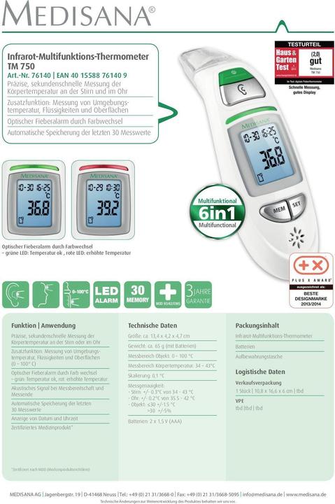 Produktbild Medisana Tm 751 (Stirn, Ohr)