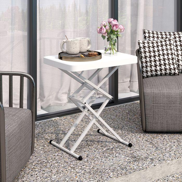 Produktbild Swisshandel24 Beistelltisch Gartentisch höhenverstellbar, Kunststoff, bis 50kg belastbar, 65x45x70H cmWeiss