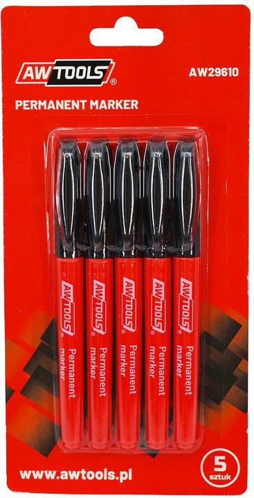 Actual product image Awtools Aw Markery Permanentne Cienkie Czarne 5szt. (Black, 5 x)