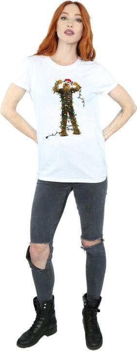 Actual product image Star Wars Womens/Ladies Chewbacca Christmas Lights Cotton Boyfriend T-Shirt (S)