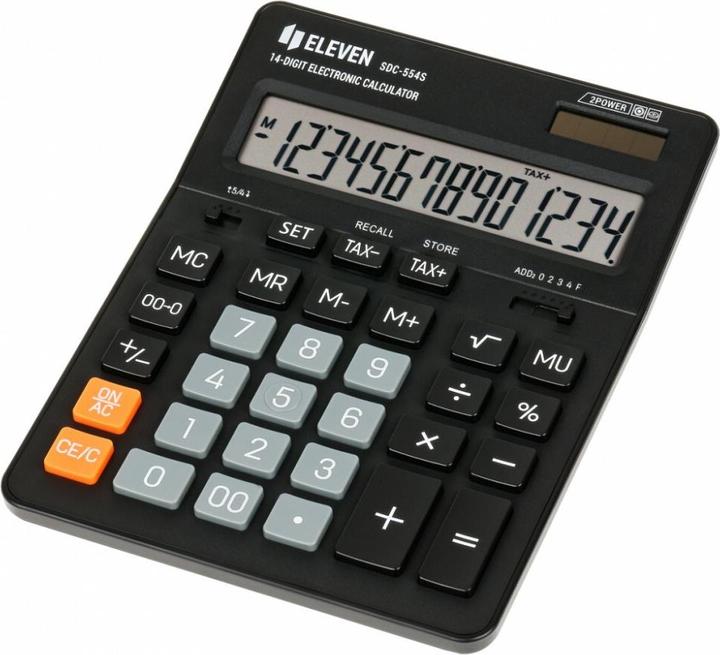 Actual product image Eleven Calculator SDC554S calculator black tabletop 14 places dual power supply (Electrical connection)