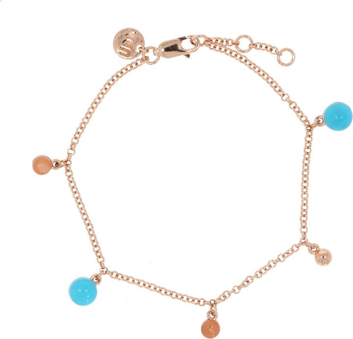 Immagine prodotto Xen Bracciale con turchese e pietra di luna color pesca 17-19 cm placcato oro rosa (19 cm, Argento 925)