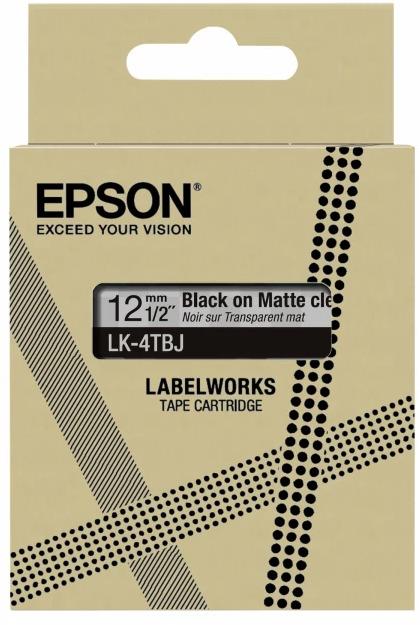 Actual product image Epson Matte Clear/Black 12mm LK-4TBJ (1.20 cm, Transparent)