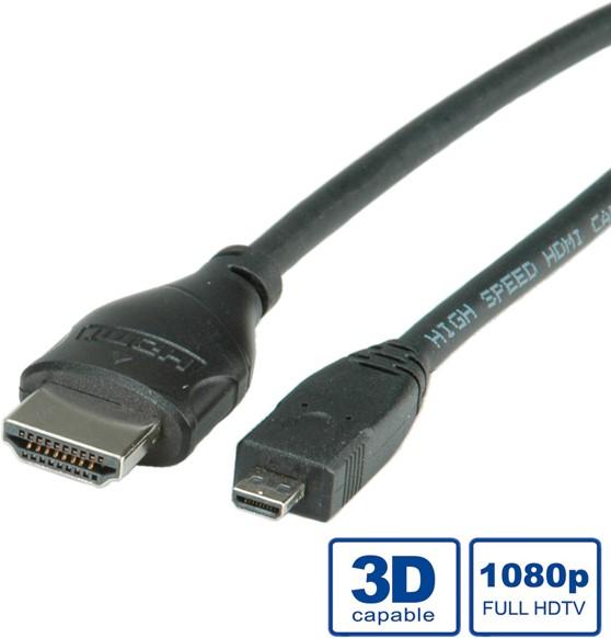 Produktbild Roline micro HDMI (Typ D) — HDMI (Typ A) (2 m, HDMI)