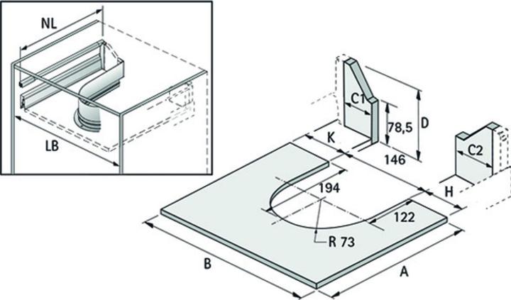 Immagine prodotto Hettich Bordo in metallo per il taglio del sifone