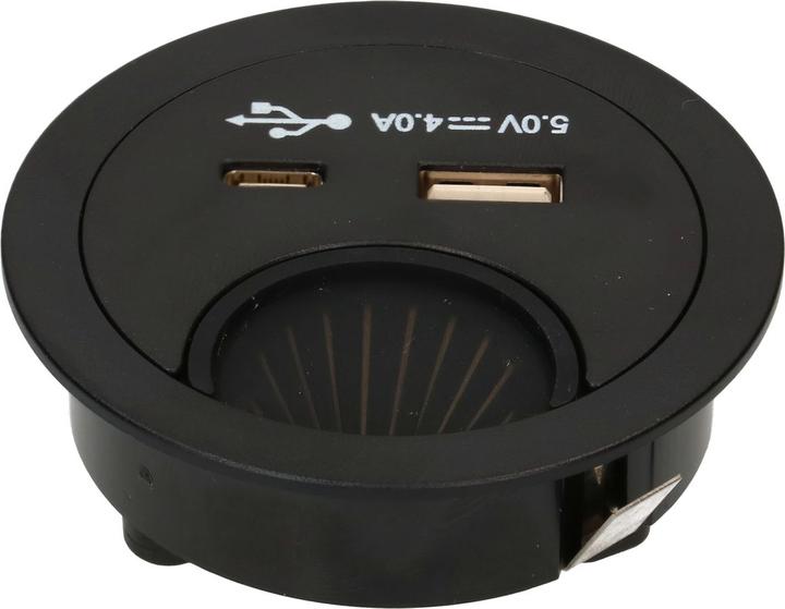 Produktbild Max Hauri Office Line Kabeldurchführung mit USB/A und USB/C Charger