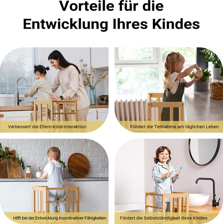 Actual product image Toboli Learning Tower for Children made of Bamboo, with Lattices & Strut 46x46x90cm
