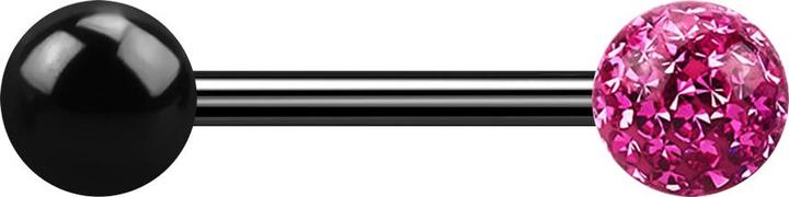Actual product image Star Piercing Barbell schwarz mit Kugel und Kristallkugel pink Epoxy Schutzschicht (without brass, Titanium G23)