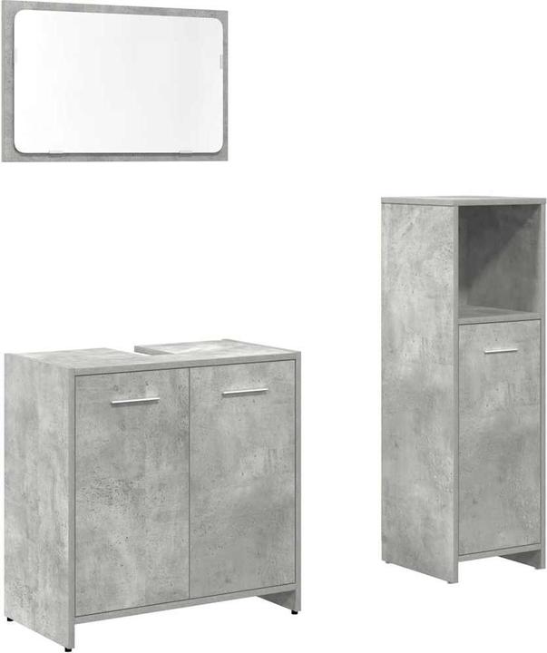 VidaXL 3-piece bathroom furniture set concrete grey wood-based bathroom furniture set