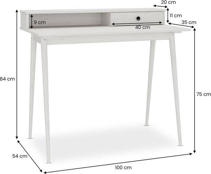 Image du produit IDIMEX Schreibtisch Landhaus mit Schubladen MALINA