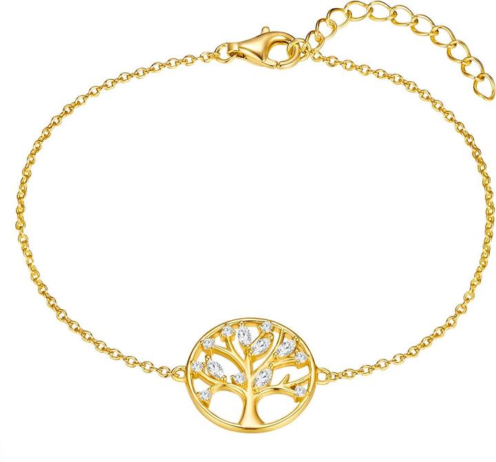 Rafaela Donata Damen Baum des Lebens Sterling Silber Zirkonia Gelbgold 17,0 cm Basislänge + 3,0 cm Verlängerung - 3 (17 cm, Sterling Silber)