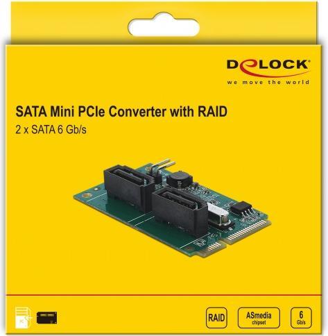 Actual product image Delock Mini PCIe converter to 2 x SATA with RAID
