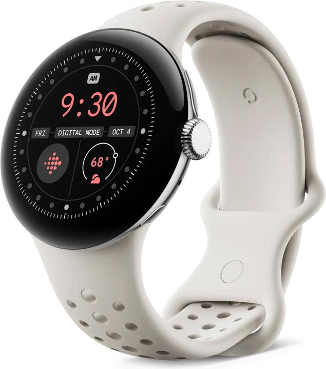 Image du produit Google Pixel Watch 3 (45mm), bande Active Sport (Acier inoxydable, Silicone)