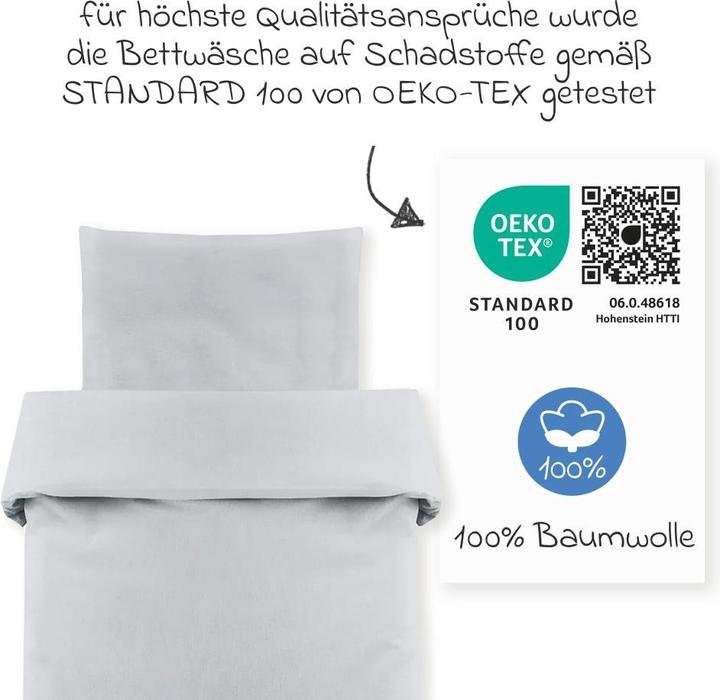 Produktbild Makian Babybettwäsche & Bettsets Bettwäsche 80 x 80 cm - Uni - Grau (80 x 80 cm, 35 x 40 cm)