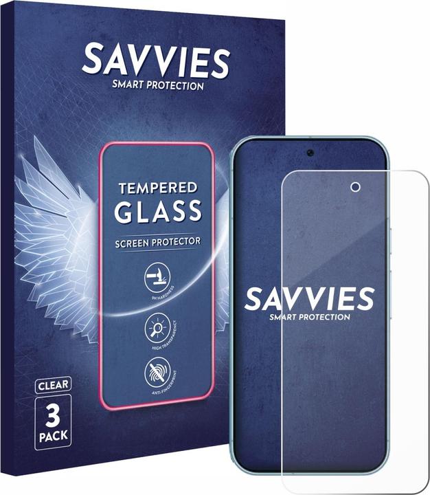 Actual product image Savvies 9H armoured glass screen protector Clear transparent glass (3 Piece, Google Pixel 9 Pro Fold)