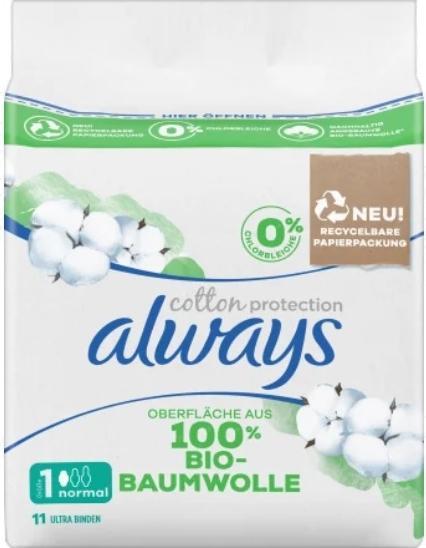 Produktbild Always Cotton Protection Ultra Normal (11 x, Damenbinden)