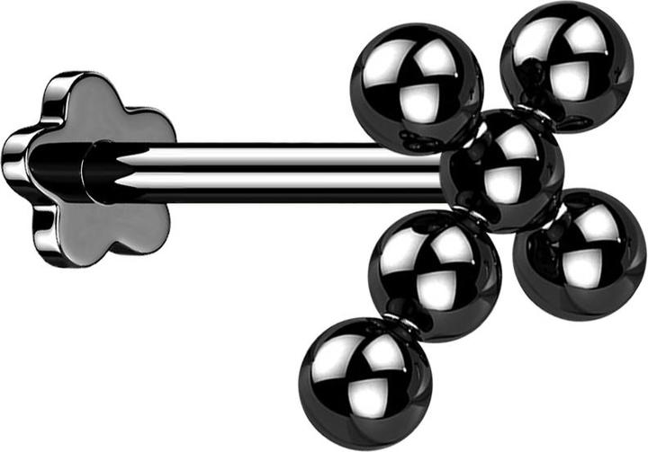 Produktbild Star Piercing Micro Threadless Labret Blume schwarz Kreuz Kugeln (ohne Messing, Titan G23)