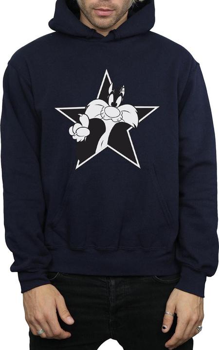 Actual product image Looney Tunes Mens Sylvester Mono Star Hoodie (XL)