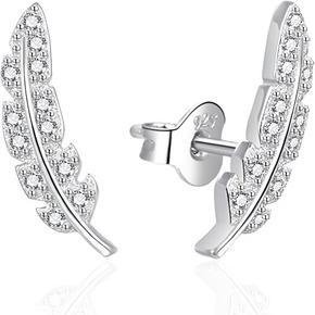 Actual product image Agato - Silver long earrings Feather with zircons AGT-E085PW