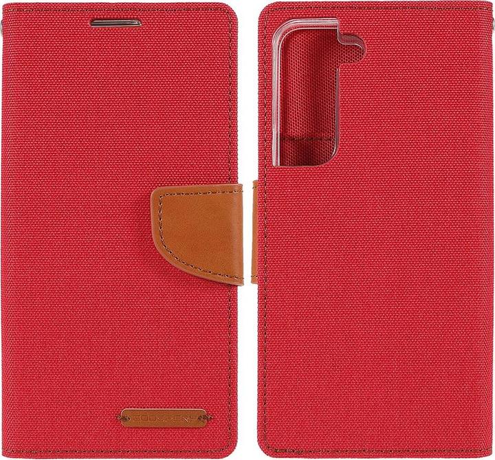 Produktbild Galaxy S22+ - Canvas Stoff Leder Etui rot (Samsung Galaxy S22+)