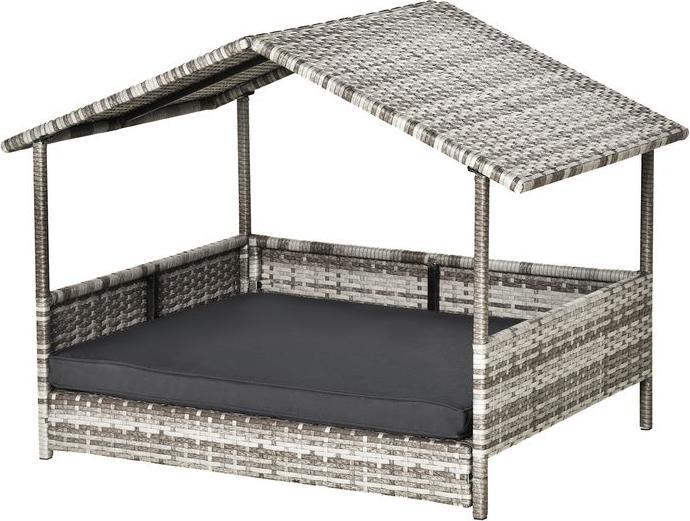 Immagine prodotto Swisshandel24 Casetta per cani in rattan con cuscino, letto per cani a forma di casetta, cuccia da esterno per (Cuccia per cani)