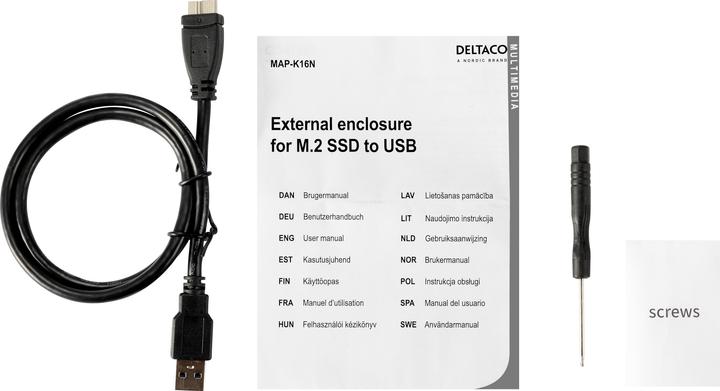 Immagine prodotto Deltaco Alloggiamento HDD M.2 esterno, B, B&M, USB 3.1 Gen 1, SATA III, nero MAP-K16N (M.2)