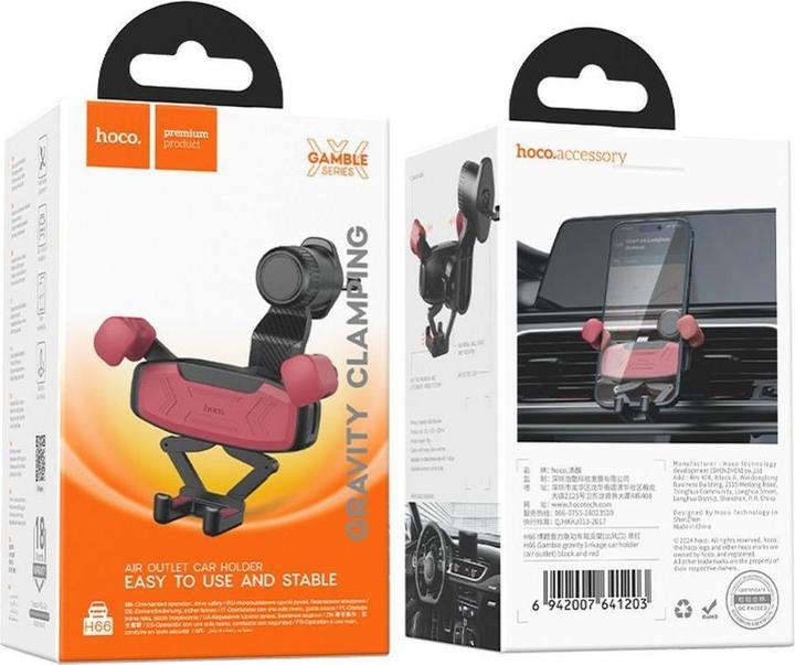Immagine prodotto Hoco Auto holder gravity car holder for air vent H66 black and red