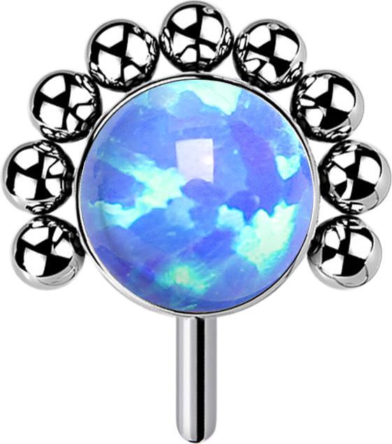 Image du produit Star Piercing Threadless argenté front demi-boule opale bleu (Titane G23, sans laiton)