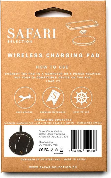 Actual product image Safari Selection Borne de charge CIRCLE MARBLE noir/?? petits motifs (10 W)