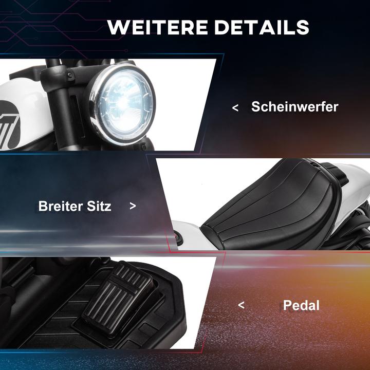 Produktbild Homcom Elektromotorrad Kunststoff, Metall Weiss+Schwarz (6 V)