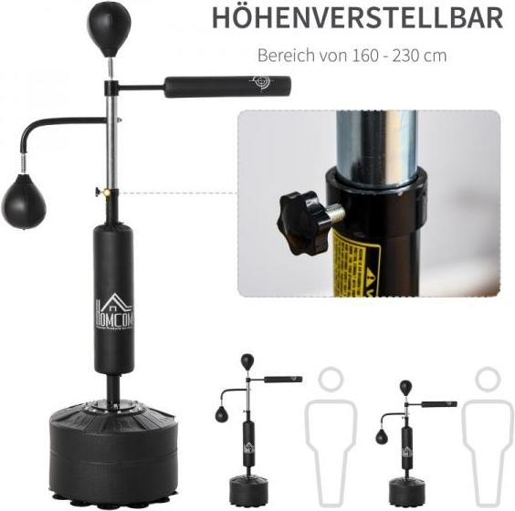 Image du produit Homcom Stand de boxe 3 en 1 avec 2 speed balls (88 cm, 11.50 kg)
