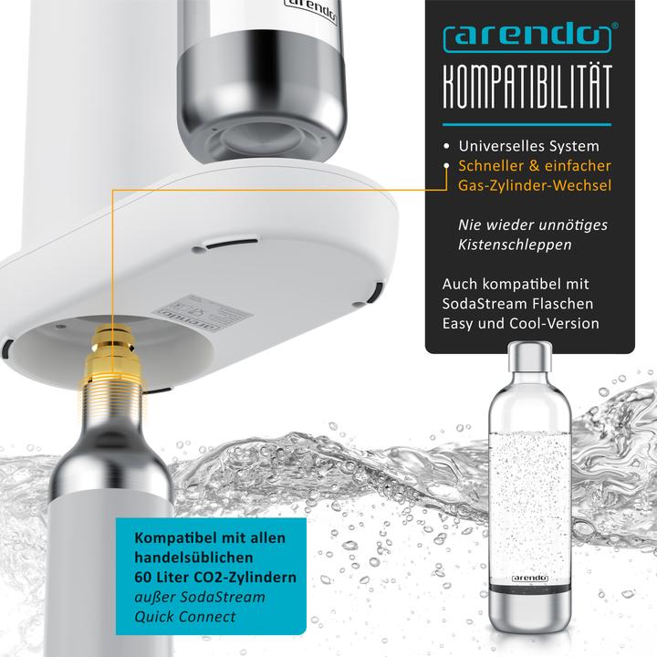 Produktbild Arendo Wassersprudler Soda Streamer + 3x 1000ml Flasche, Soda Maker mit Wasserflaschen für 60l CO2 Zylinder