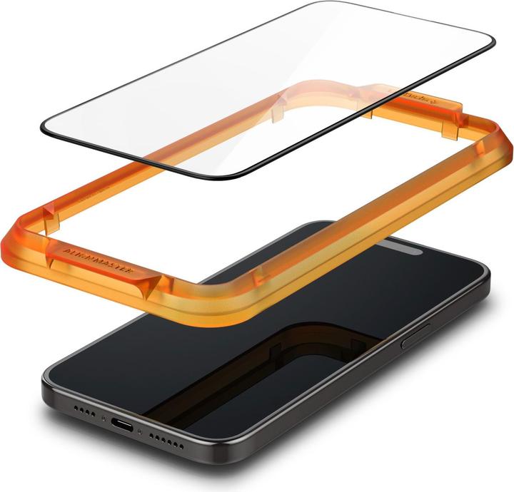 Produktbild Spigen GEHÄRTETES ALM GLASS FC 2ER-PACK IPHONE 15 PRO SCHWARZ (2 Stück, Apple iPhone 15 Pro)